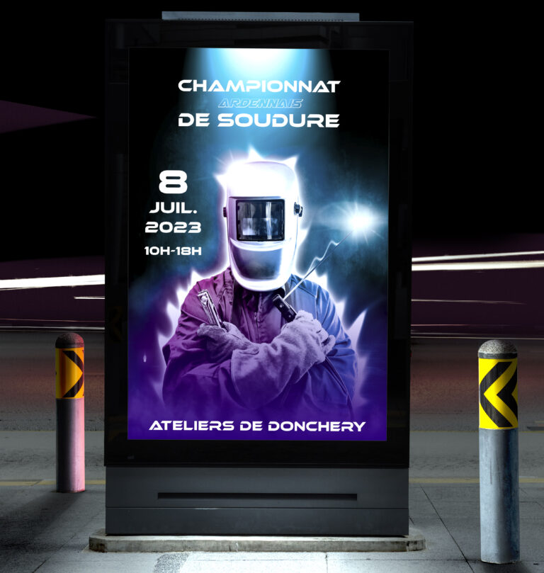 Mockup of a purple advertisement signboard